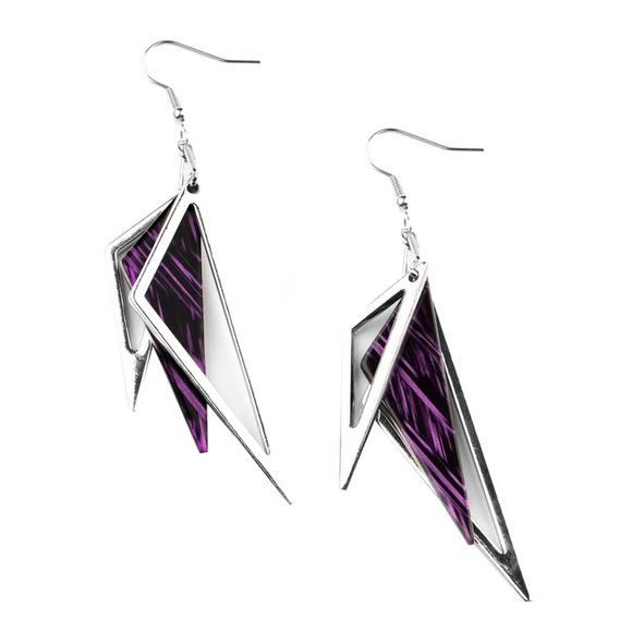 PAPARAZZI Accessories Evolutionary Edge Purple & Silver Dangle Earrings
